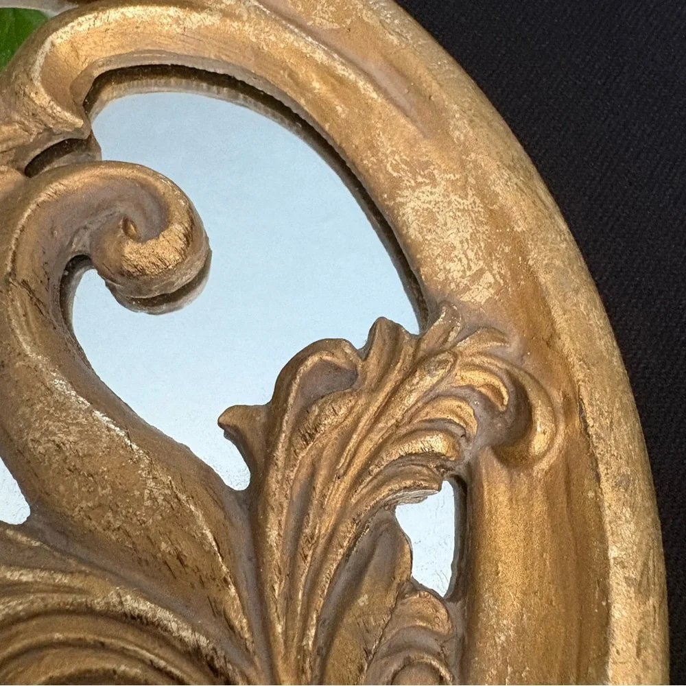 Florentine Style Round Gold Wall Mirror Decor - Hollywood Regency - Classic